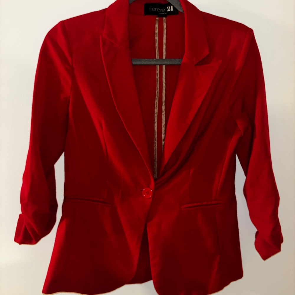 Forever 21 Red Single-Button Blazer Jacket